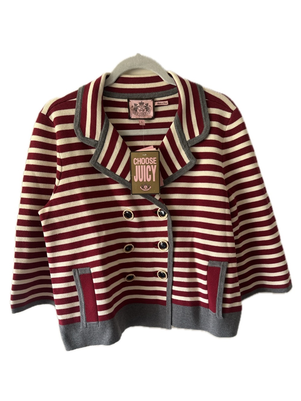 Juicy Couture VINTAGE DEADSTOCK Y2K Striped Double Breasted Knit Blazer NWT